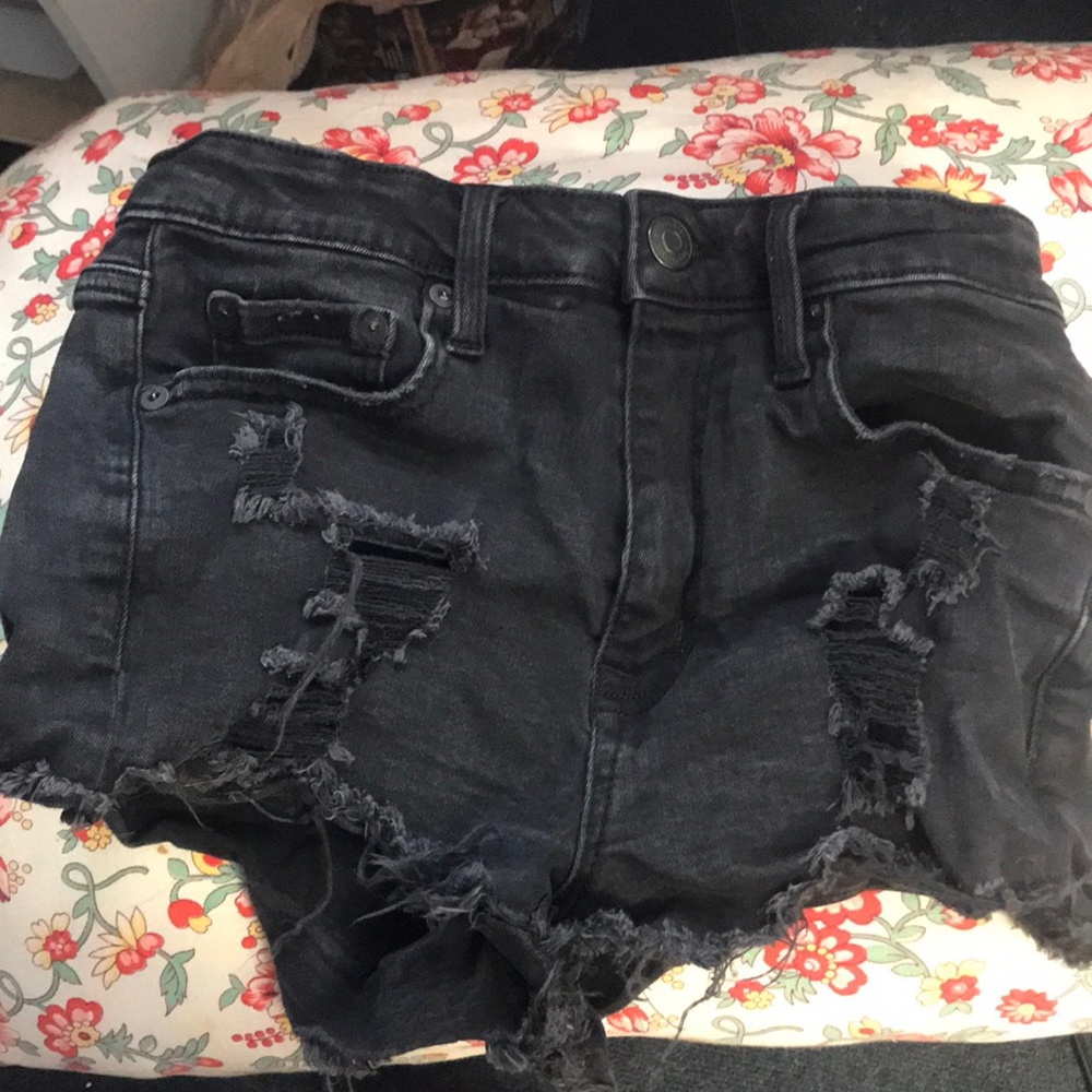 Short black ripped shorts